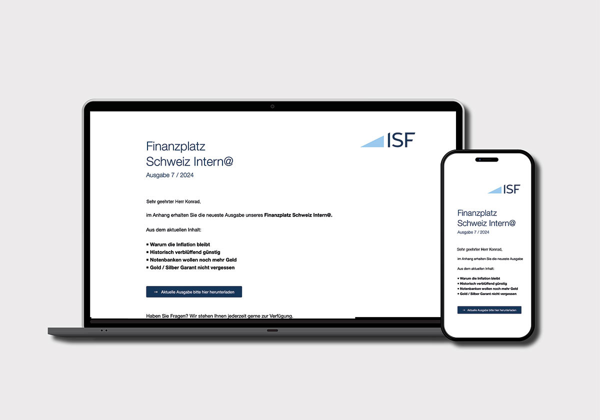 Ein Laptop und Smartphone mit einer Vorschau des Newsletters.