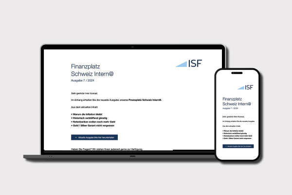 Ein Laptop und Smartphone mit einer Vorschau des Newsletters.